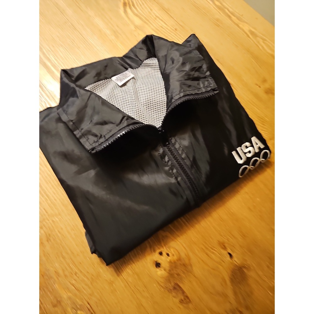 USA Olympic Team Jacket Black Full Zip Mens Size XL Made in USA J1